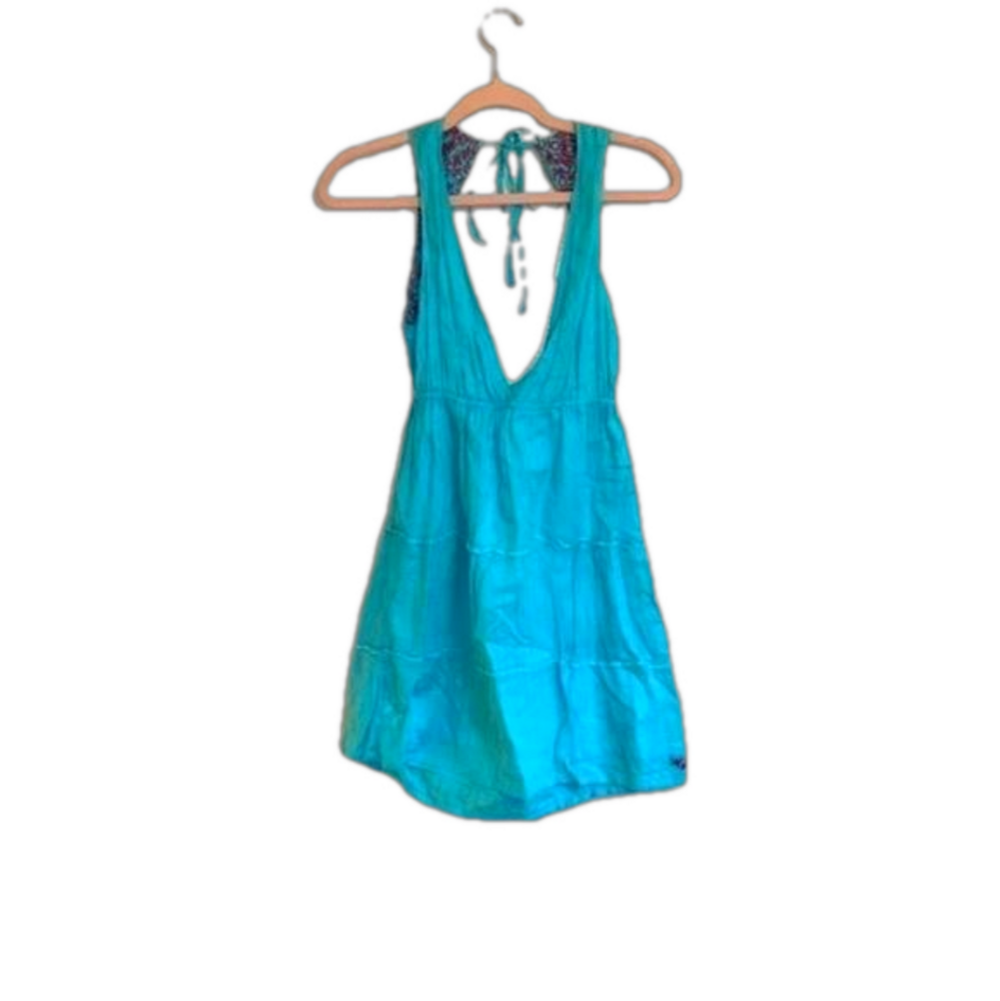 VOLCO blue flare mini dress - Picture 1 of 9
